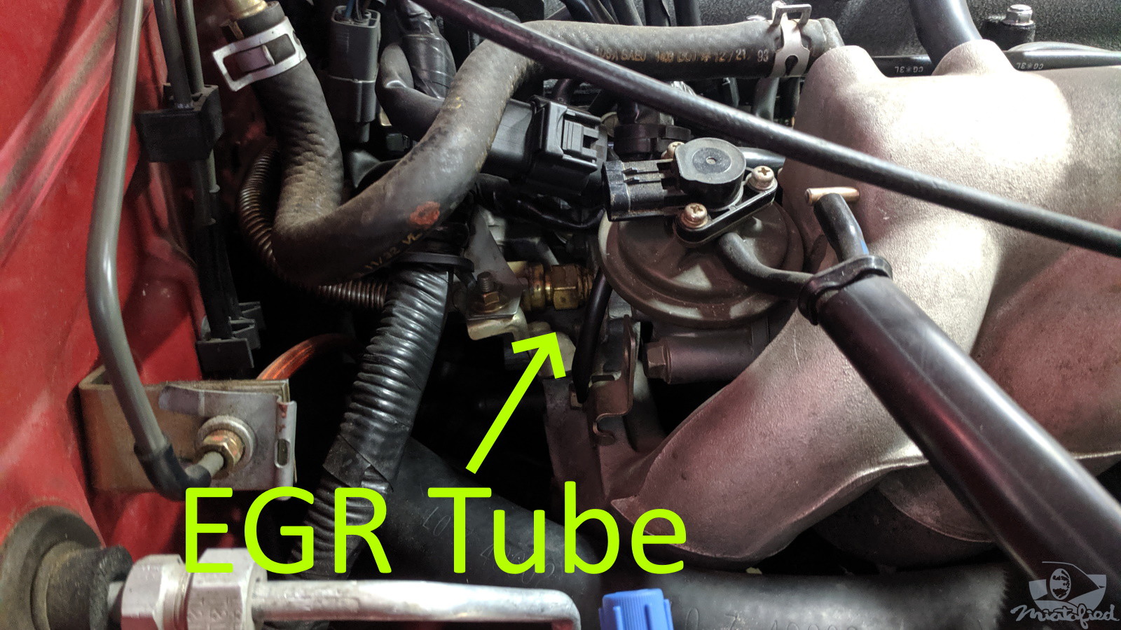 Flexible EGR Tube Reroute Miatafied 1994 Miata